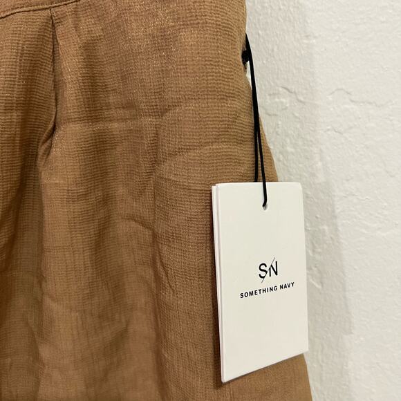 Something Navy Tan Praline Pleated Shorts Size 10 New - Picture 8 of 14